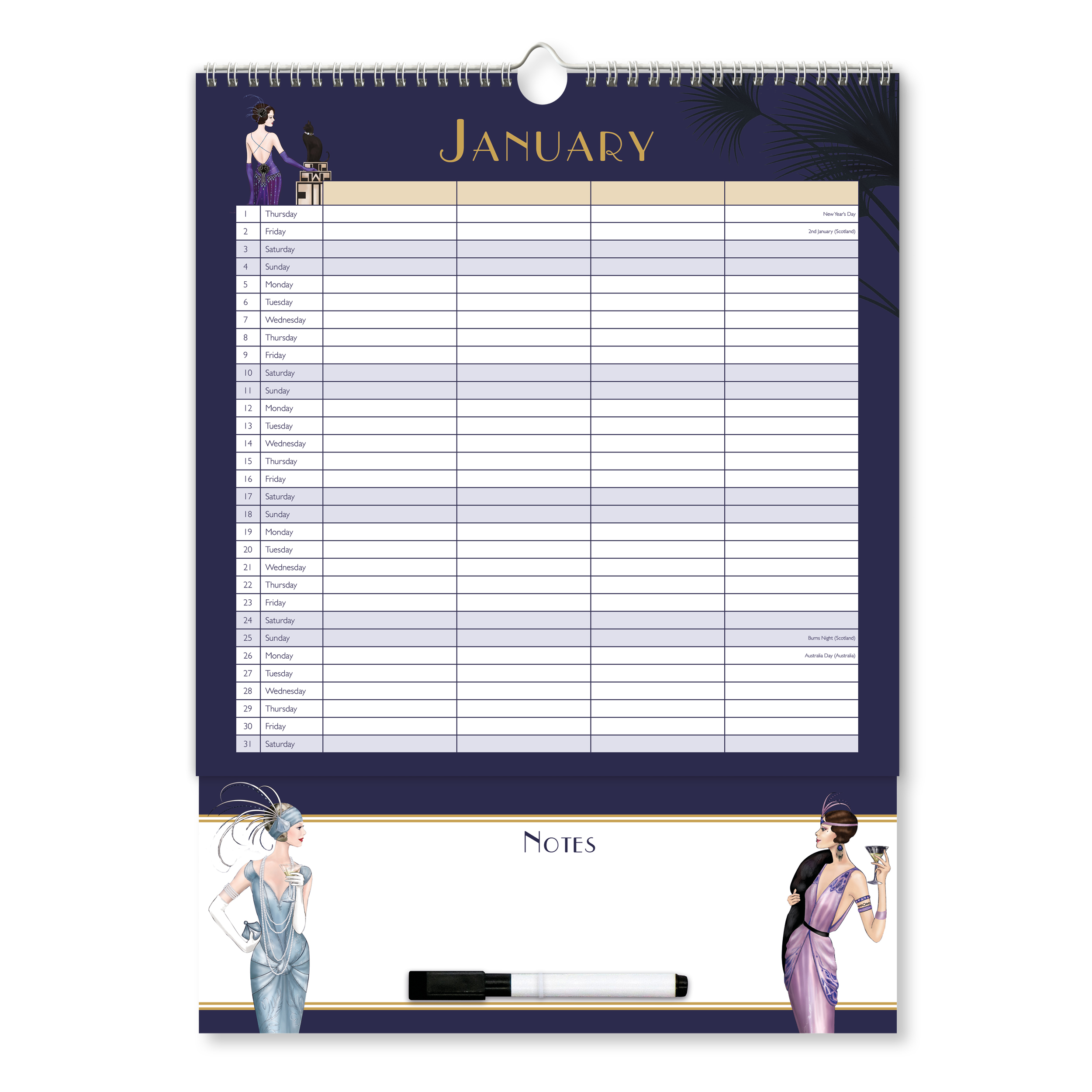 Calendar Organiser Claire Coxon Art Deco 2027