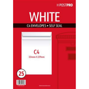25pk Envelopes C4 229x324mm Self Seal White