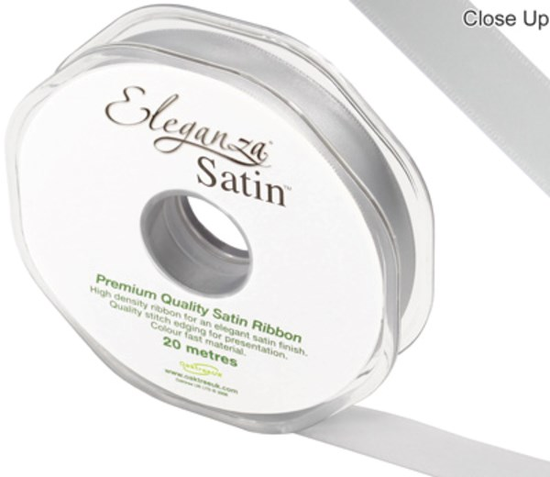 Eleganza Satin Ribbon Silver 15mm x 20m