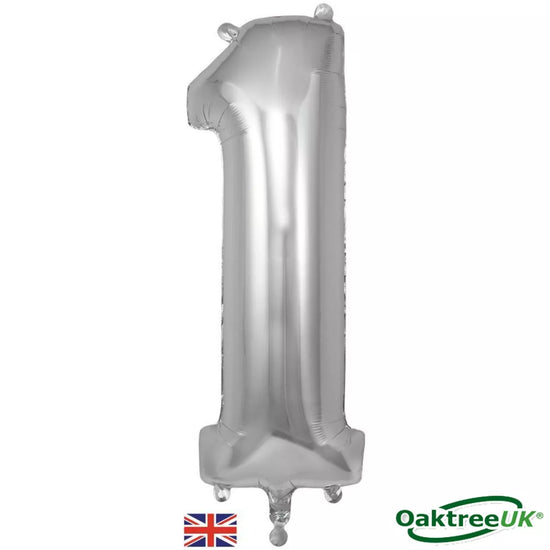 Oaktree Foil Balloon Silver 34" Number 1