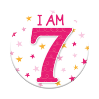 Six small Tiger Feet birthday badges featuring the number 7, ideal for celebrating age-specific milestones.