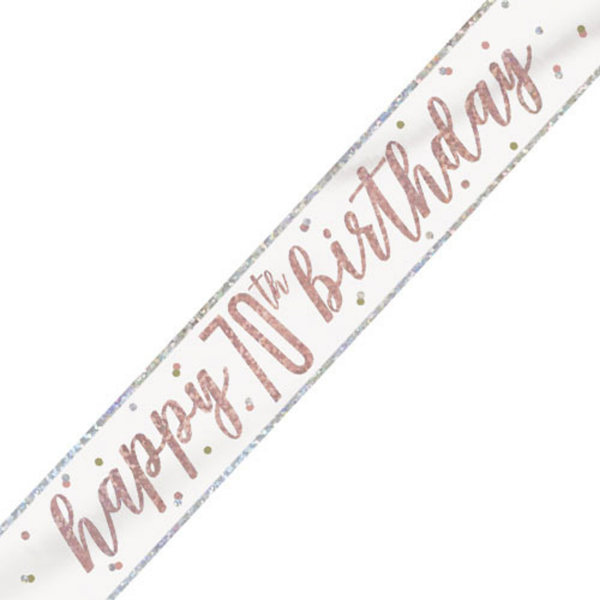 Unique Banner Rose Gold Glitz Age 70 9ft