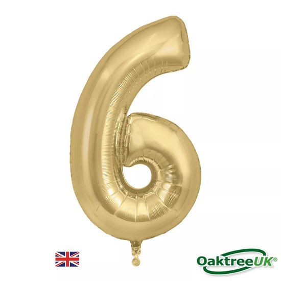 Oaktree Foil Balloon Silk Gold 34" Number 6