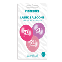 Age 21 Female Latex Balloons 6 x 8pk