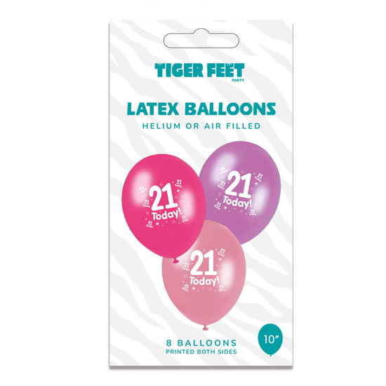 Age 21 Female Latex Balloons 6 x 8pk