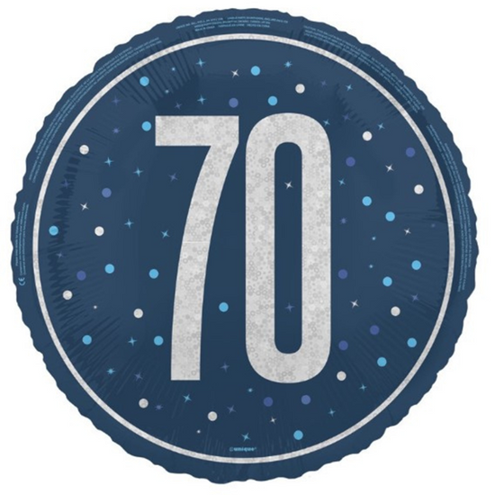 Unique Foil Balloon Blue Glitz Age 70 18"