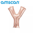 Rose gold Anagram foil balloon in the shape of the letter Y, 16-inch decorative foil balloon for celebrations.