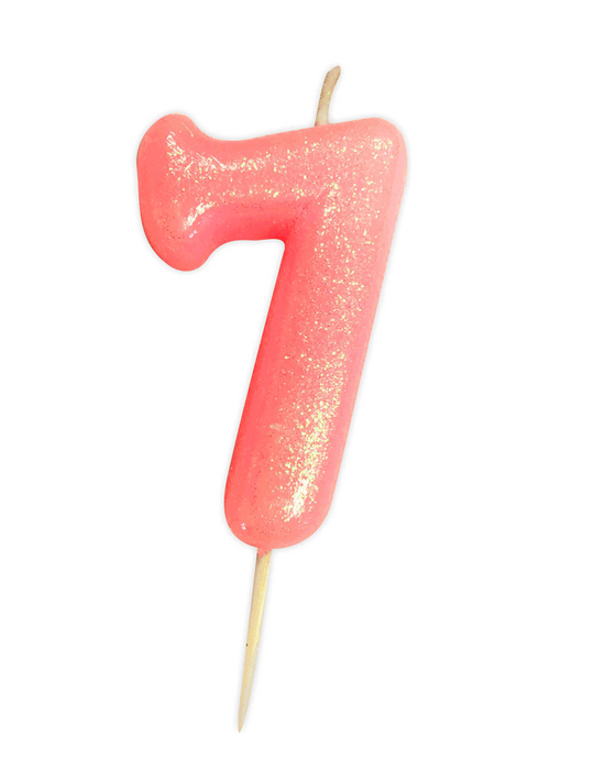 Creative Party Candle Number 7 Glitter Pink 7cm