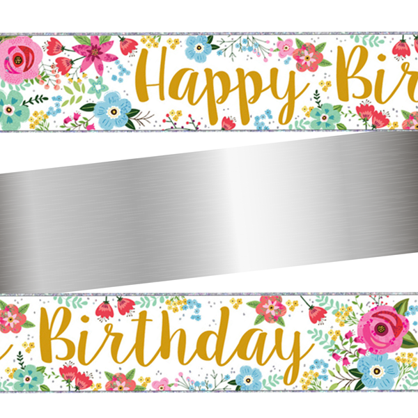 Simon Elvin Banner Happy Birthday Floral 9ft