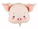 PartyDeco 24-inch foil pig balloon with shiny metallic surface, designed for celebrations and party decorations.