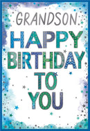 Simon Elvin C50 birthday cards for grandson, set of six featuring colorful designs and festive themes for celebrating a special birthday.