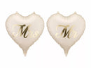 PartyDeco 2-pack 14-inch foil balloons with "Mr & Mrs" design, perfect for wedding or celebration decorations.
