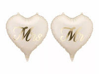 PartyDeco 2-pack 14-inch foil balloons with "Mr & Mrs" design, perfect for wedding or celebration decorations.