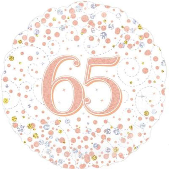 Oaktree Sparkling Fizz Age 65 Rose Gold 18" Foil