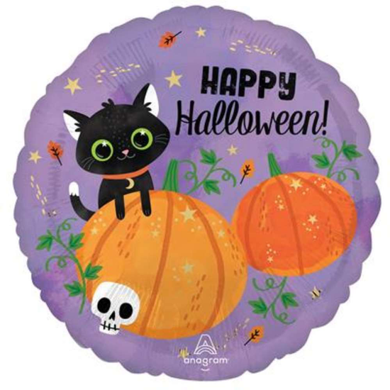 Foil Balloon 18" Cats & Pumpkin Halloween