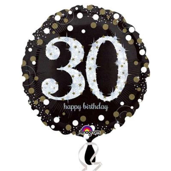Anagram 30th Black & Gold 18" Foil Balloon