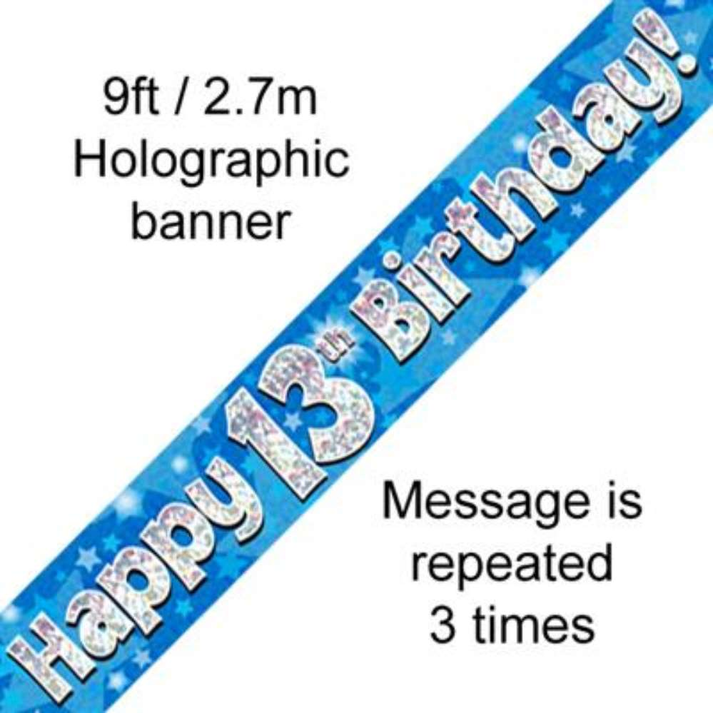 Oaktree Banner Age 13 Blue Holographic 9ft