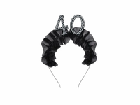 Birthday Age 40 Black Ruffle Headband 12x19.5cm