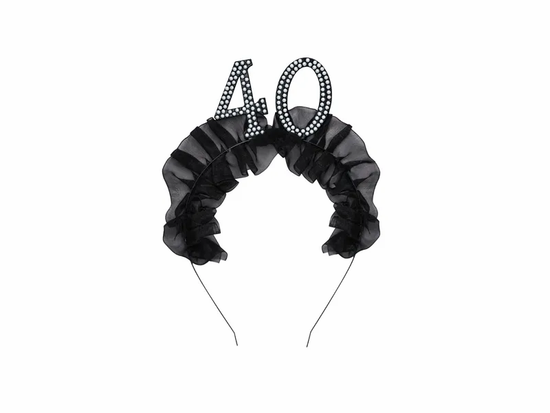 Birthday Age 40 Black Ruffle Headband 12x19.5cm