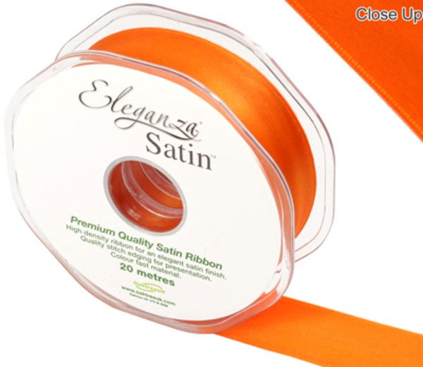 Eleganza Satin Ribbon Orange 25mm x 20m