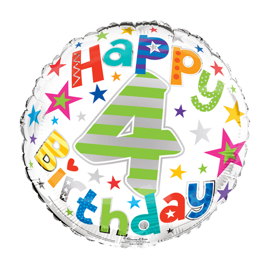 Simon Elvin Foil Balloon Happy Birthday Age 4 18