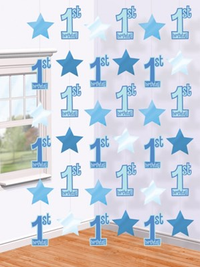 1st Birthday Blue Hanging String Decorations
