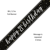Unique Banner Black Glitz Age 21 9ft