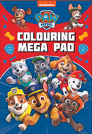Alligator Products Mega Pad Paw Patrol activity and puzzle book with colorful pages featuring Paw Patrol characters for kids.