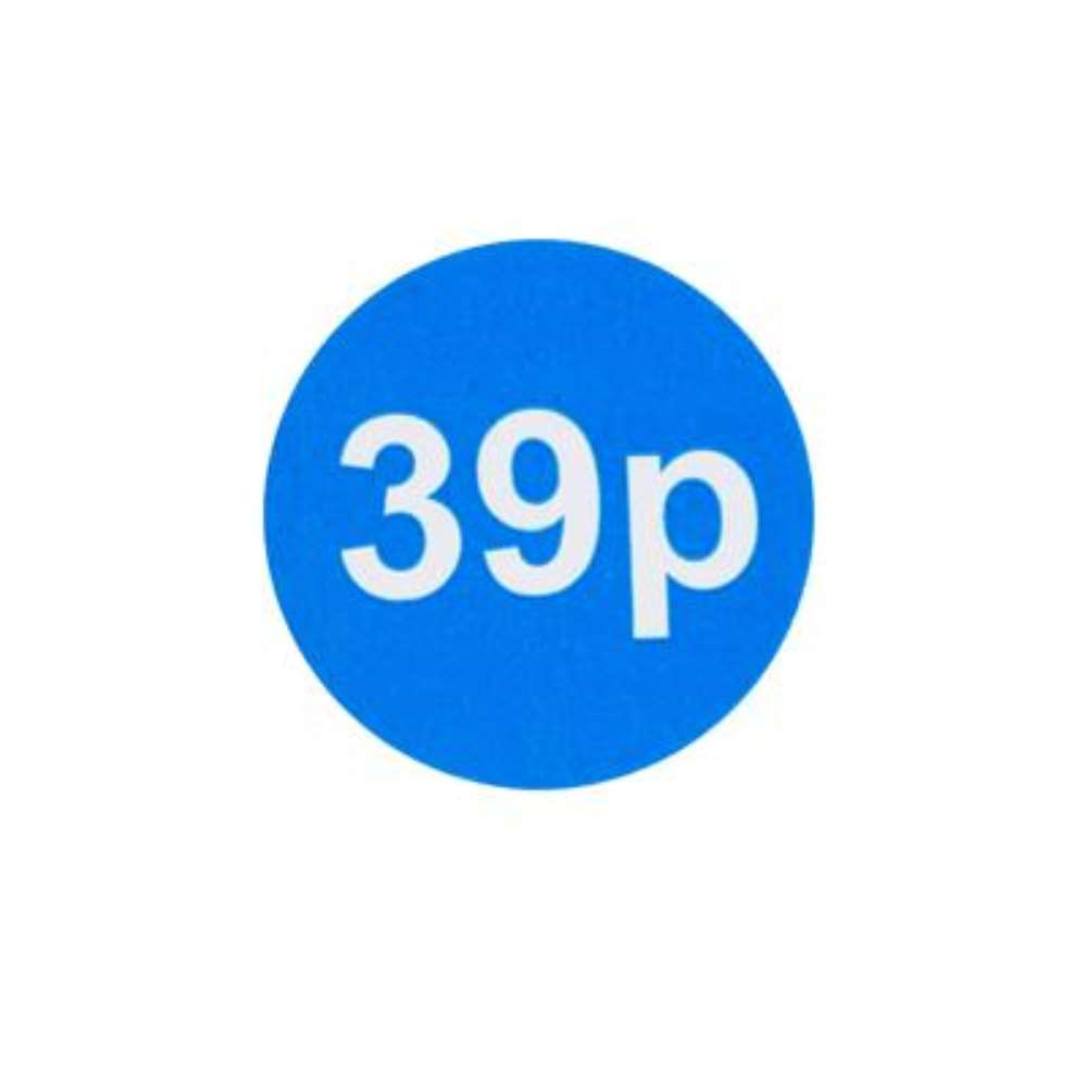 1000 Blue Price Labels 25mm Round 39p
