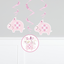 Unique Pink Baby Elephant 26" Hanging Swirls 3pk