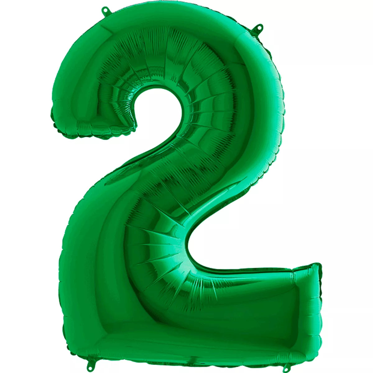 Green Grabo foil balloon shaped as the number 2, 40 inches tall, with shiny metallic finish and celebratory design.