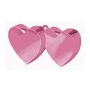 Pink double heart balloon weight by Amscan, 170g, featuring a decorative heart design to secure balloons.