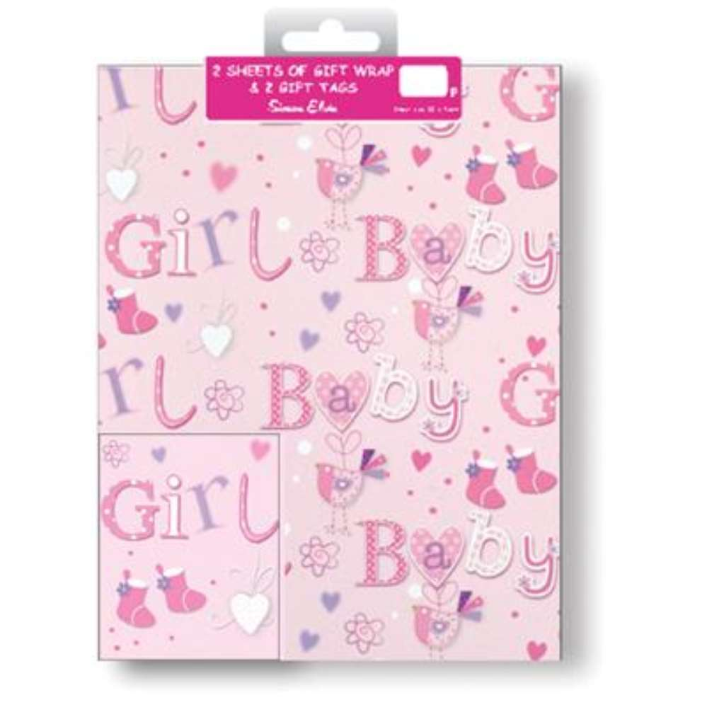 Simon Elvin Folded Wrap & Tags Baby Girl 12pk