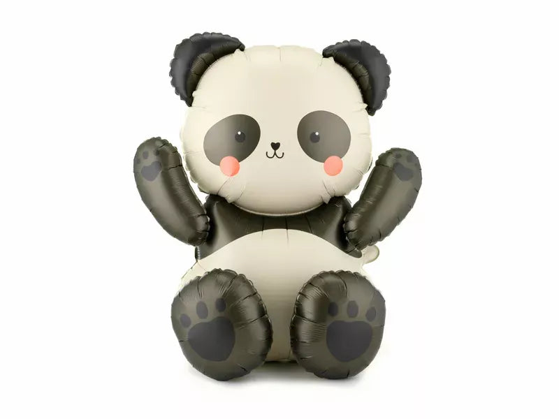PartyDeco 28-inch panda foil balloon for parties, featuring a cute panda design, suitable for air filling only.