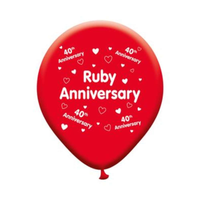 8pk Latex Balloons 40th Anniversary