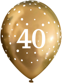 6ct Latex Balloon 11" 40Th Sparkling Fizz Gold