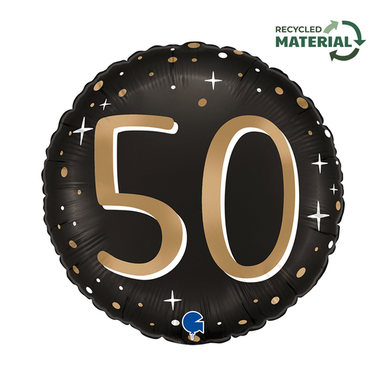 Grabo Age 50 Black & Gold 18" Foil Balloon