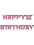 Amscan Letter Banner Age 21 Pink Celebration 2.13m