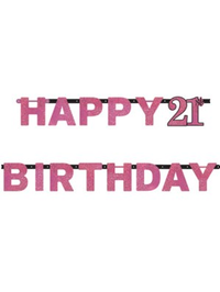 Amscan Letter Banner Age 21 Pink Celebration 2.13m