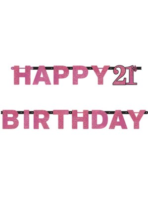 Amscan Letter Banner Age 21 Pink Celebration 2.13m