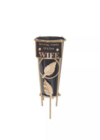David Fischoff Grave Vase Wife keepsake, 36cm tall, with intricate design, used as a memorial or remembrance keepsake.