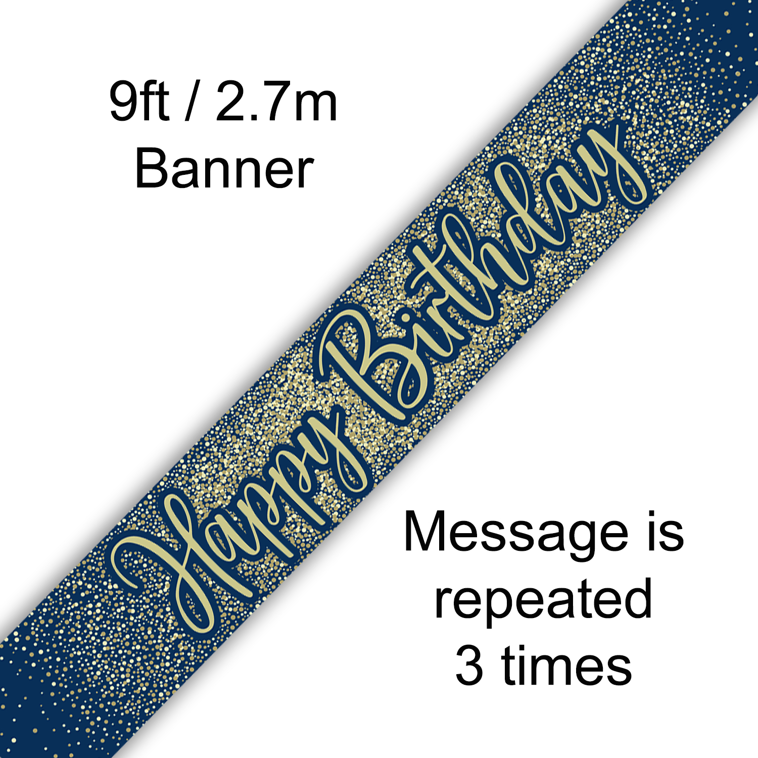 Oaktree Banner Happy Birthday Gold & Navy 9ft
