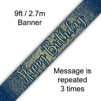Oaktree Banner Happy Birthday Gold & Navy 9ft