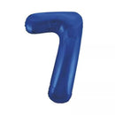 Blue glitz foil balloon shaped as the number 7, 34 inches tall, by Unique, perfect for celebrations and events.