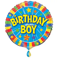 Unique Birthday Boy 18-inch foil balloon featuring a colorful design for celebrating an 18th birthday