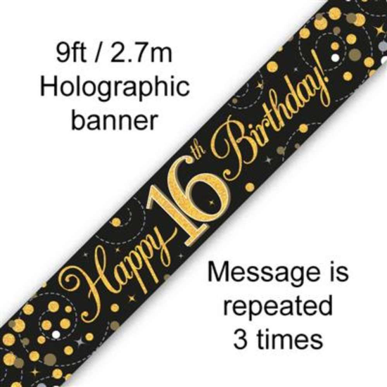 Oaktree Banner Age 16 Fizz Black & Gold 9ft