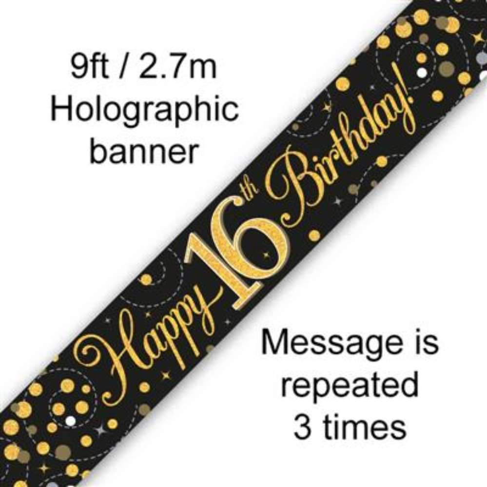 Oaktree Banner Age 16 Fizz Black & Gold 9ft