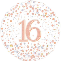 16th Birthday Sparkling Fizz White 18" Foil Balloon