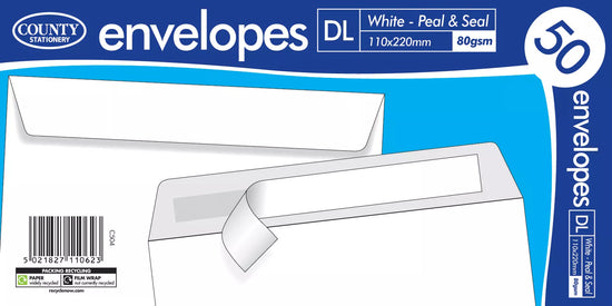 Peel & Seal Envelopes DL 110x220mm 50pk