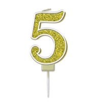 Oaktree Party Candle Number 5 Gold 7.5cm